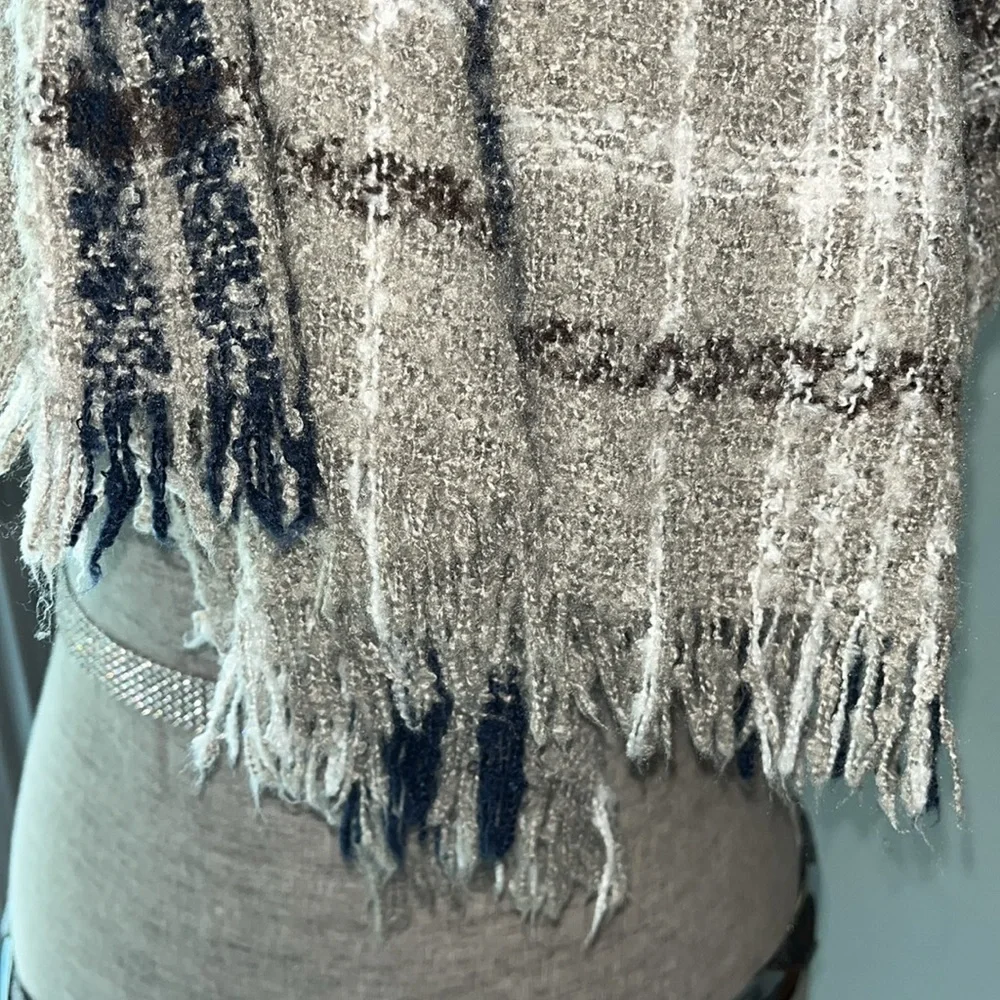 Long Scarf, Soft Scarf for Women, Plaid Brown Camel Color, Made of Viscose